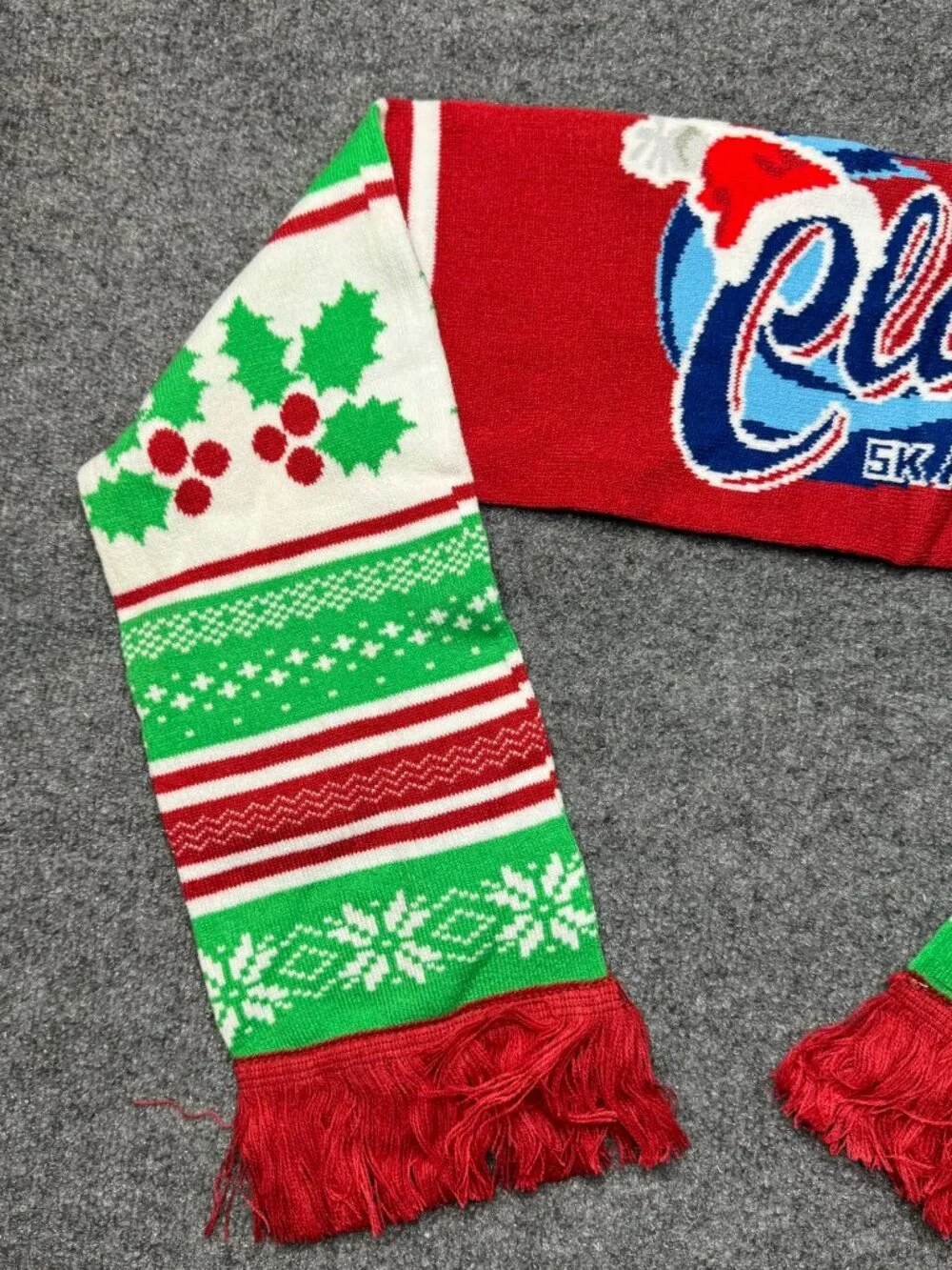Men Run For A Claus 5K 1 Mile Christmas Knit Scarf Soft Flexible Fabric Holiday